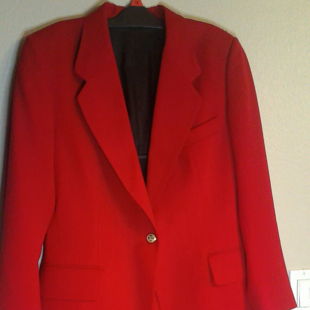 Vintage ANN FREEDBERG Womens 2pc Red Suit Jacket and Skirt size 4, Blazer